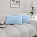 NiNi ALL Outdoor Waterproof Throw Pillow Covers Set of 2 Decorative Farmhouse Garden Pillowcase Solid Cushion Cases for Patio Tent Couch 12x20 inch Light Blue