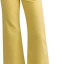 Allimy Women's High Waisted Straight Ankle Wide Leg Ripped Jeans Frayed Hem Stretchy Capri Denim Pants (14, Bright Yellow)