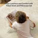 BEDELITE Velvet Fitted Sheet and Pillowcase Set, Luxury Soft Fuzzy Bottom Sheet with Reinforced Elastic Corner Straps, Deep Pocket up to 15 Inch, 1 Fitted Sheet and 1 Pillowcase (Twin, Cream)