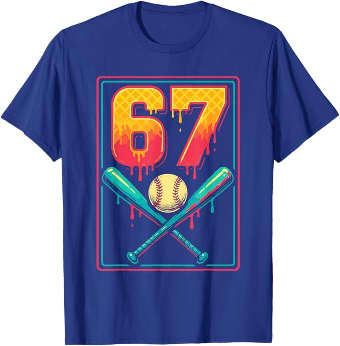 Baseball Drip Shirt Youth Baseball Glove Drip Ice Cream T-Shirt, Large 