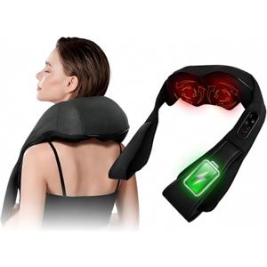 Cordless Neck and Shoulder Massager with Heat - Rechargeable Shiatsu Back Massager for Pain Relief - Deep Tissue Kneading Massage Pillow for Neck, Back, Shoulders, Legs - Gifts for Men & Women