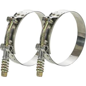 2 Pack T-Bolt Hose Clamps, Stainless Steel Hose Clamp with Reinforcement Spring for Pipe, Turbo Intake Intercooler Clamp Working Range 2.25"-2.5"(57-65mm)
