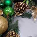 24" Christmas Wreath for Front Door Artificial Christmas Wreaths with Green Ball Ornaments Berries Pine Cones Norfolk Pine Needles Cedar Decor for Home Porch Wall Window Indoor Outdoor Xmas Decoration