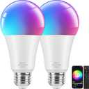 Brightever Smart A19 LED Light Bulbs, 60W Equivalent 800LM Color Changing E26 9W Bluetooth Light Bulbs with Remote Control, 16 Million DIY Colors RGBWW, Music Sync, 2-Pack