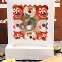 qiqee Auto-pop Up 30pcs Pie Box With Window 9x9x2.5 Inch Donut Pastry Boxes White Bakery Box