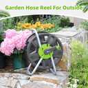 Water Hose Reel Cart, Holds 65-130 Ft of 5/8 Inch Hose, Wall Mounted Garden Hose Cart, Portable Hose Reel for Convenient Storage and Watering (Green)