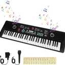 61 key keyboard Piano, Portable Electronic Digital Piano, Built In Dual Speakers, External Microphone, Power Plug, Rich Teaching Content, Multi-Functional Electronic Piano Suitable For Beginners 55PD