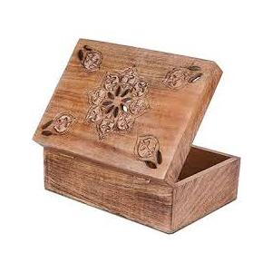 Mela Artisans 7.5” x 4.5” x 3” Mango Wood Box with Lid – Burnt Finish – Handcrafted Keepsake Box – Medium Storage for Jewelry & Home Décor Accents