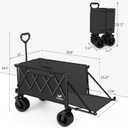 Collapsible Folding Wagon Heavy Duty Utility Beach Wagons with Opened Tailgate and All-Terrain Wheels for Camping,Garden,Sports Black