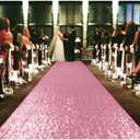 ShinyBeauty Sequin Aisle Runners 2Ft x 15Ft Pink Gold Carpet Runner for Party Glitter Runner for Wedding N116