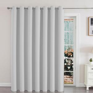 Joydeco Blackout Room Divider Curtains for Sliding Glass Doors 108 Inches Long 1 Panel, Extra Wide Sliding Door Curtains for Patio Bedroom Living Room (Greyish White, 100Wx108L)