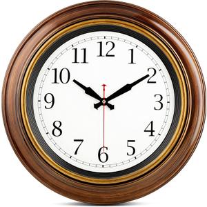Bernhard Products Large Wall Clock 18" Quality Quartz Silent Non Ticking, Battery Operated for Home/Living Room/Over Fireplace, Beautiful Decorative Timeless Stylish Bronze XL Clocks, Easy to Read