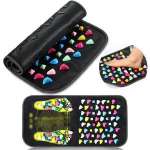 TrelaCo Foot Massage Mat Reflexology Walk Stone Road Foot Massage Acupoint Mat for Acupressure Relaxes for Long Sitting Elderly Students and Office Workers (27.56 x 13.78 Inches)