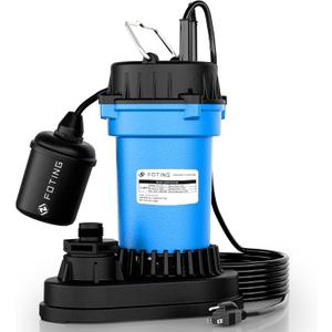 FOTING 3/4HP Submersible Sump Pump,4500 GPH Cast Iron Sewage/Effluent Pump,Automatic Tethered Float Switch,Septic Pump for Basement,Septic Tank,Basin,Sewage Well,Sewage System,1-1/2" NPT Discharge