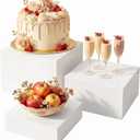 3Pack White Buffet Risers and Stands, Acrylic Food Risers for Buffet Table, Nesting Display Stand Shelf for Party Catering & Dessert, White Risers for Display for Food, Jewelry & Collectibles