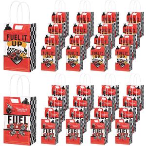 Pajean Race Car Fuel Treat Bags Racing Car Party Favor Decorations Goodie Wrap Paper Bags Boxes with Handles for Birthday Baby Shower Supplies Gifts(32 Pcs)