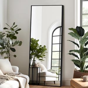 NicBex Full Length Mirror with Stand, 64"x24" Aluminum Alloy Frame Full Body Floor Mirror, Black - Free Standing, Leaning Against Wall or Wall-Mounted, Best for Bedroom Living Room Dressing Room