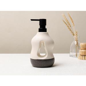 BosilunLife Ceramic Soap Dispenser - Soap Pump Dispenser Bathroom Kitchen Modern Farmhouse Elegant Refillable Soap Dispenser Lotion Hand Pump Dispenser for Kitchen Sink (Beige, 14.5oz)