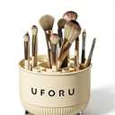 360 Degree Rotating Desktop Organizer, 21 Compartments, Plastic Storage Rack for Cosmetics, Office Supplies, 11W x 11D x 3.9H inches, Cream White