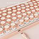 Typewriter Style Mechanical Gaming Keyboard White LED Backlit 104-Key NKRO Pink Switches Retro Round Keycaps Golden Ring Volume Knob Metal Panel Wired USB-C Detachable Cable, Rose Gold