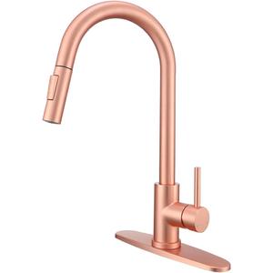 Red Copper Kitchen Faucet, Kitchen Faucet with Pull Out Sprayer and Deck Plate