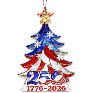 USA 250th Anniversary Ornament, Proud American Gift Idea for Veterans, Military Families & Patriots, Patriotic for Dad Grandpa Veteran, American Flag Tree Decoration, 1776-2026 Keepsake