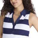 Motherhood Maternity Women's Sleeveless Rib Knit V-Neck Polo Pregnancy Top (Blue, L)