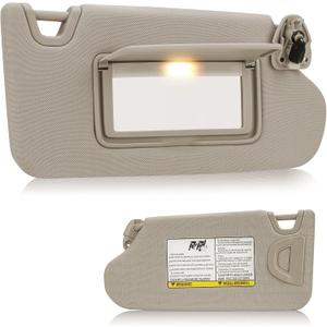 Youxmoto Sun Visor Right Passenger Side for Nissan Altima 2013 2014 2015 2016 2017 2018, Beige with Vanity Mirror and Light, Replaces# 96400-3TA2A