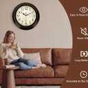Vintage Wall Clock 16 Inch Quartz Silent Non-Ticking Analog Clock Battery Operated Rustic Round Decorative Clock for Living Room Kitchen Home Office Classroom