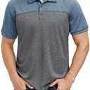 Men's Casual Short Sleeve Moisture Wicking Performance Golf Polo Contrast Color Patchwork Pique Shirts Tops,6XL