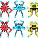 Transformable Fidget Spinner Toys for Kids and Adults,6 PCS Finger Sensory Toy for Boys Girls Autism ADHD Relief,Gifts for Chrismas Birthdays Party Favors for Teens Travel Stocking Stuffers (6 Pcs (2 Yellow+2 Blue+2 Red))