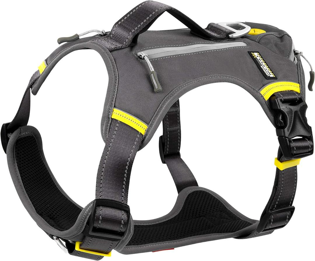 Fida Dog Harness, Multi-Functional No-Pull Pet Vest Harness with Saddle Bags Backpack, Front Leash Clip, Adjustable Soft Padded Reflective No-Choke Dog Vest Heavy Duty for Small Dog, S, Black (Small (Neck:14"-18";Chest:20"-22.5"))