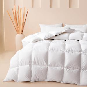 Cosybay Feather and Down Fiber Comforter Twin/Twin XL, Fluffy Duvet Insert, All Season White Cotton Cover Luxury Hotel Bed Comforter with Corner Tabs, Twin Size 68x90 Inches