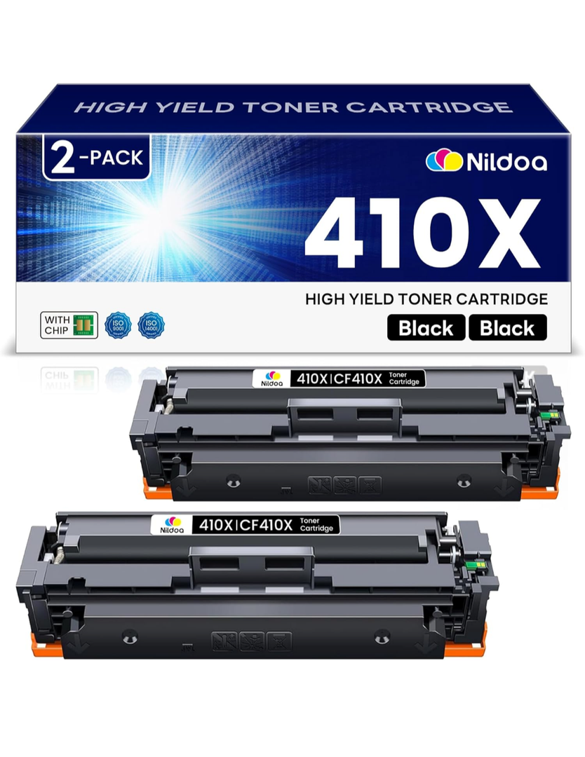 410X CF410X Black Toner Cartridge High Yield Replacement for HP 410X CF410XD Color Pro MFP M477fdw M477fdn Pro M452dn M452dw Series Printer, 2 Pack