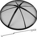 Fire Pit Spark Screen, Fire Pit Screen 40 Inch Round with Handle & Poker, Collapsible Heavy Duty Mesh Fire Pit Cover Fire Pit Lid for Outdoor/Patio/Backyard/RV Camping/Beach (Black)