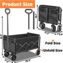 Wagons Carts Foldable, Collapsible Wagon Cart with Wheels - Beach Wagon Cart with Wheels for Sand Sports Camping Grocery
