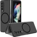 Compatible with Magsafe Case for Samsung Galaxy Z Fold 4, Luxury Magnetic Anti Scratch Slim with Hinge Protection Protective Cover for Galaxy Z Fold 4.Case Black