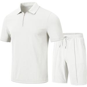 MoFiz Mens Tracksuits Sets Shorts Quarter Zip Polo Shirts Bottom Shorts Outfits Sport Suits Casual Walking Sets Comfy (Small)