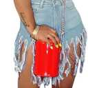 SIAEAMRG Womens Denim Shorts Summer High Waisted Tassels Jean Casual Pocket, Light Blue, XXL