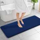 OLANLY Thick Memory Foam Bath Mat Rug 59x20, Extra Soft Absorbent Bathroom Rug, Quick Dry Bath Mats, Non-Slip, Machine Washable Carpet for Bathroom, Tub and Shower, Home Decor Accessories, Navy