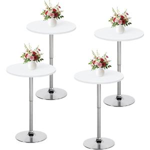 Wolkemer 4 Pack 2 Foot White Fitted Tablecloth 24 Inch Round Elastic Edges Table Cloth, Spandex Stretch Table Cover with Machine Washable Fabric for Wedding Party Picnic Dining Indoor Outdoor