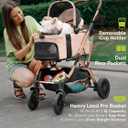 Small Dog Stroller, 5-in-1 Foldable Pet Stroller for Small Dogs Cats 10-20 lbs - 1-Click Fold Without Detaching Carrier, Removable Waterproof Carrier, All Terrain 4 Wheels for Outdoor Travel, Khaki