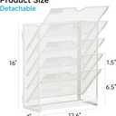 Lavatino 6-Tier Hanging File Organizer, Wall Mount File Holder for Mails Folders Papers Magazine Organization, Vertical Document Organizer for Office Home - (White)
