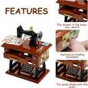 Sewing Machine Mini Music Box, Vintage Sewing Music Box Clockwork Home Crafts Table Desk Decoration Birthday Gift