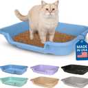 KittyGoHere Senior Cat Litter Box 1 Pack, Large Blue Low Entrance Kitty Litter Box, Sized for Cats Comfort, Perfect for Senior and Arthritic Cats, Made in USA