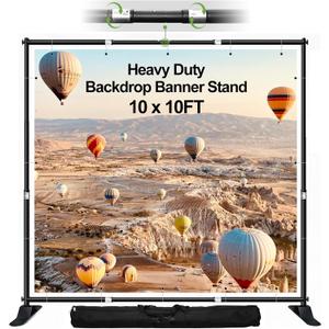 FUDESY 10x10 ft Backdrop Banner Stand, Heavy Duty Adjustable Background Kit With Carrying Bag, Step and Repeat Photography Frame for Trade Show Display Photo Booth Parties