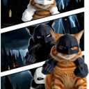 Cat Bat Costume Set, Halloween Cosplay Props with Muscular Arm Suit and Mask, Fun Animal Dress Up Accessories (Black)