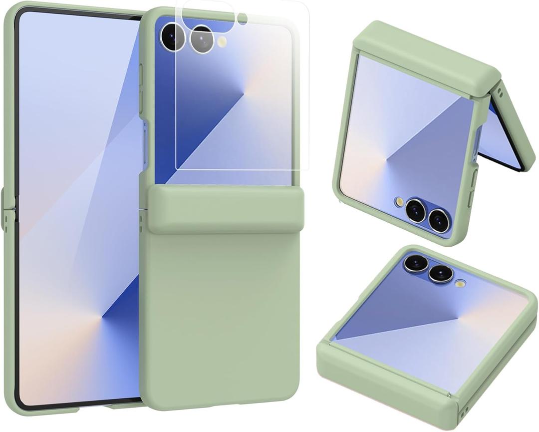 for Samsung Galaxy Z Flip7 Case Hinge Protection, Full Surround Protection Built in Screen Protector Film,Rugged (Green)
