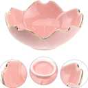 Luxshiny Porcelain Sauce Dish Set 2Pcs Pink Ceramic Dipping Bowls with Gold Rim 2.75 Inch Condiment Plates for Kitchen Bbq Sushi Dining