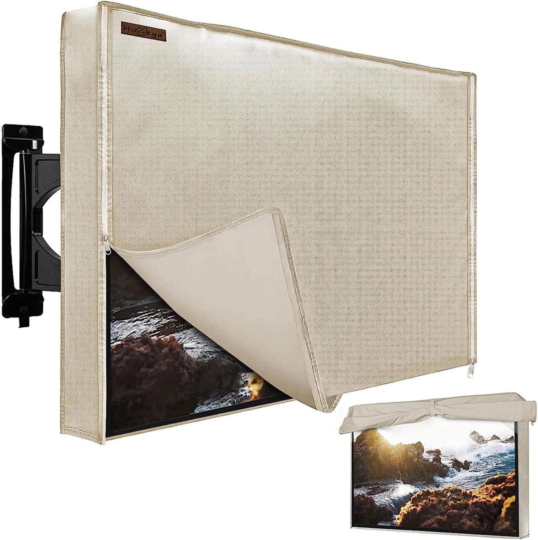 Outdoor TV Cover 41-43 Inch, 600D Waterproof and Weatherproof, with Zipper | 40.5''L x 24''H Cover Size, TV Screen Protector with Hook & Loop Bottom, Fits TV Mounts Stands, for Outside Flat Screen TVs
